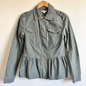 Francesca’s Miami Utility Jacket with Ruffle Bottom